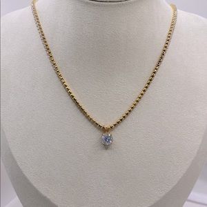18k gold plated cz tennis necklace with solitaire pendant